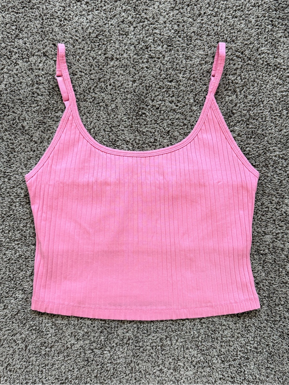 Old Navy Light Pink Rib Knit Crop Tank Top With Built In Bra